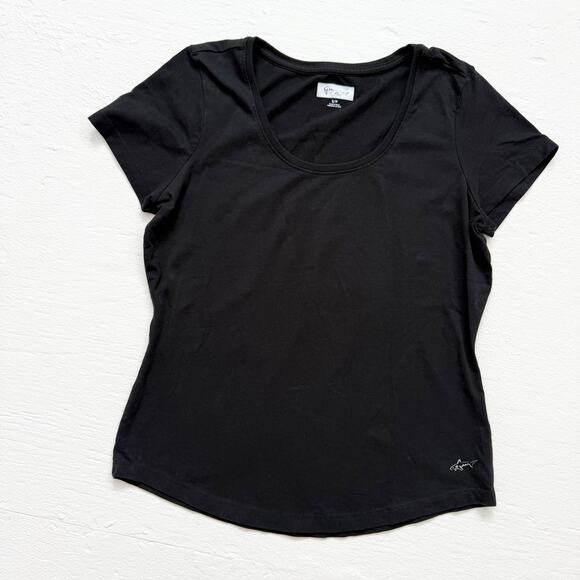 Gu Black Short Sleeve T-Shirt Scoop Neck, Size Small - Picture 1 of 6